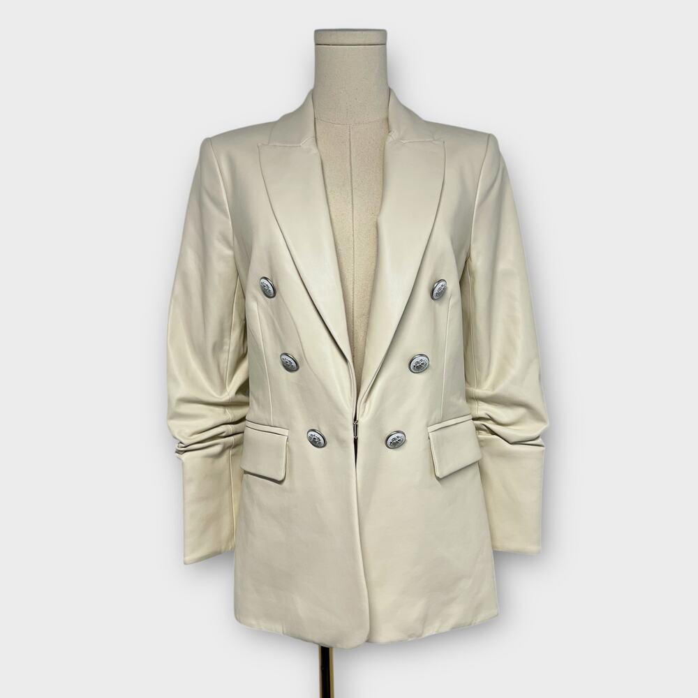 Veronica Beard Beacon Dickey Jacket Faux Leather Ecru Size 0 NWT - Picture 2 of 12
